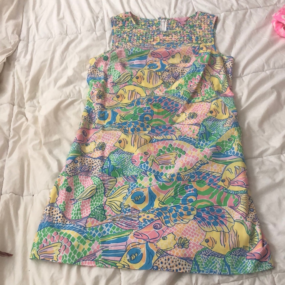 LILLY PULITZER Party School Shift Dress Basketweave Neckline.